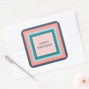 Happy Birthday Tags, Beachy Color Palette Squares Square Sticker