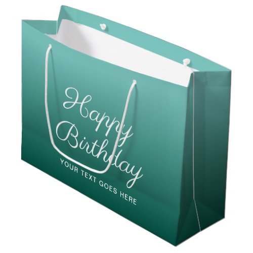 Happy Birthday Teal Custom Template Typography Large Gift Bag