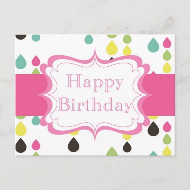 Happy Birthday (tear drops) Postcard (Front)