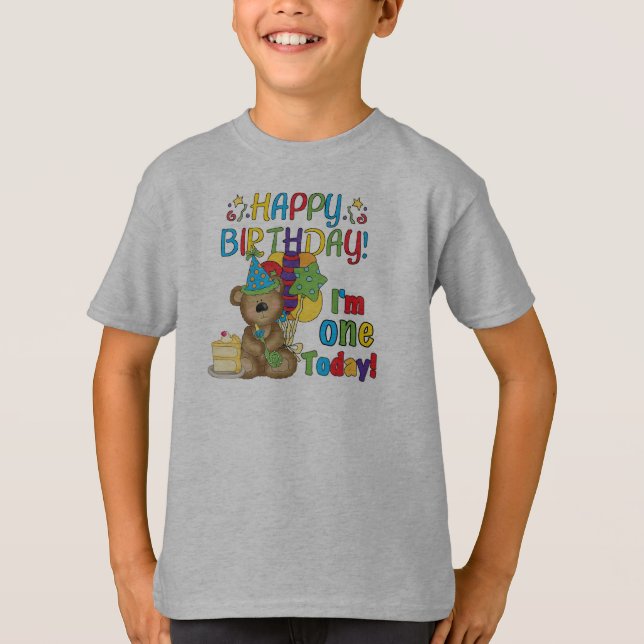 Happy Birthday Teddy Bear 1st T-shirts and Gifts (Front)
