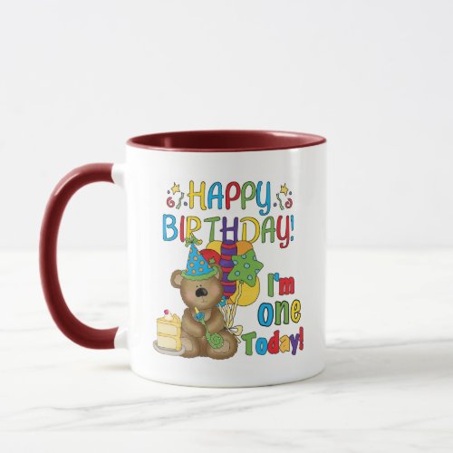 Happy Birthday Teddy Bear 1st T_shirts and Gifts Mug