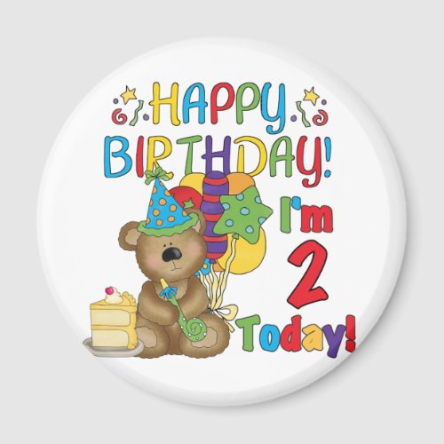 Happy Birthday Teddy Bear 2nd Birthday Magnet