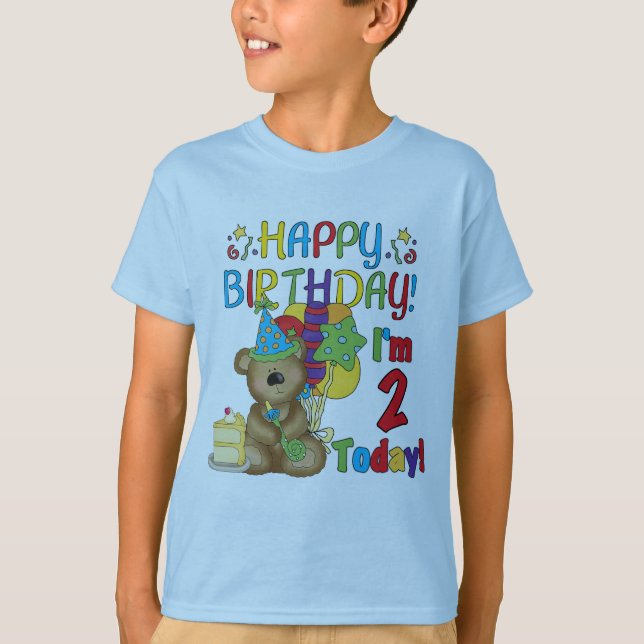 Happy Birthday Teddy Bear 2nd Birthday T-Shirt (Front)