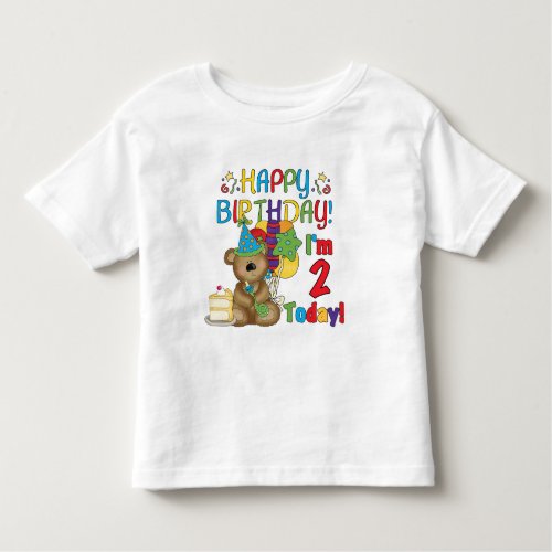 Happy Birthday Teddy Bear 2nd Birthday Toddler T_shirt