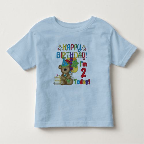 Happy Birthday Teddy Bear 2nd Birthday Toddler T_shirt