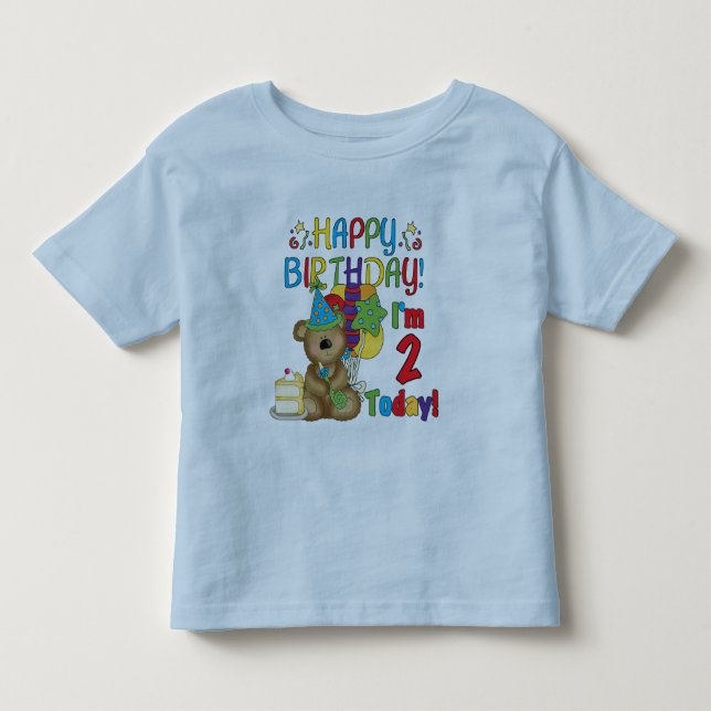 Happy Birthday Teddy Bear 2nd Birthday Toddler T-shirt (Front)