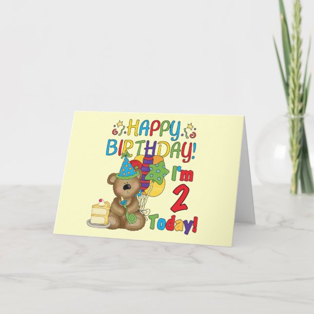 Happy Birthday Teddy Bear 2nd Tshirts and Gifts Card (Front)