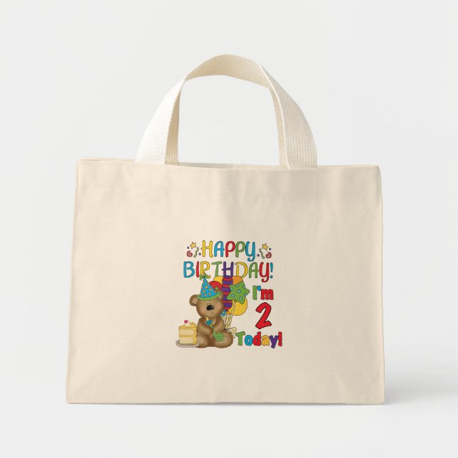Happy Birthday Teddy Bear 2nd Tshirts and Gifts Mini Tote Bag (Front)