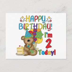 Happy Birthday Teddy Bear 2nd Tshirts and Gifts Postcard