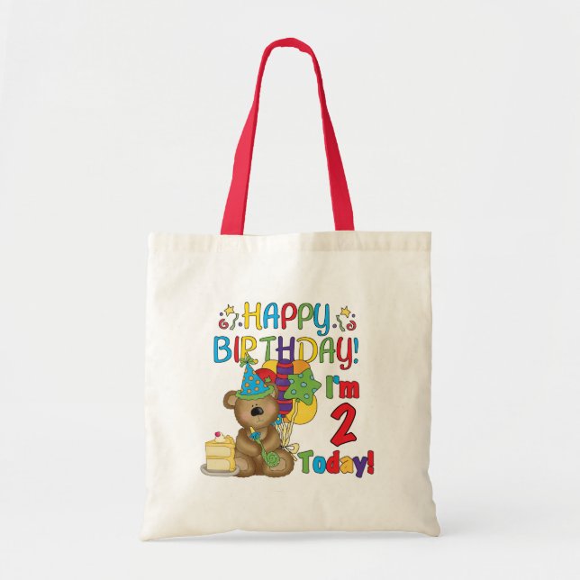 Happy Birthday Teddy Bear 2nd Tshirts and Gifts Tote Bag (Front)