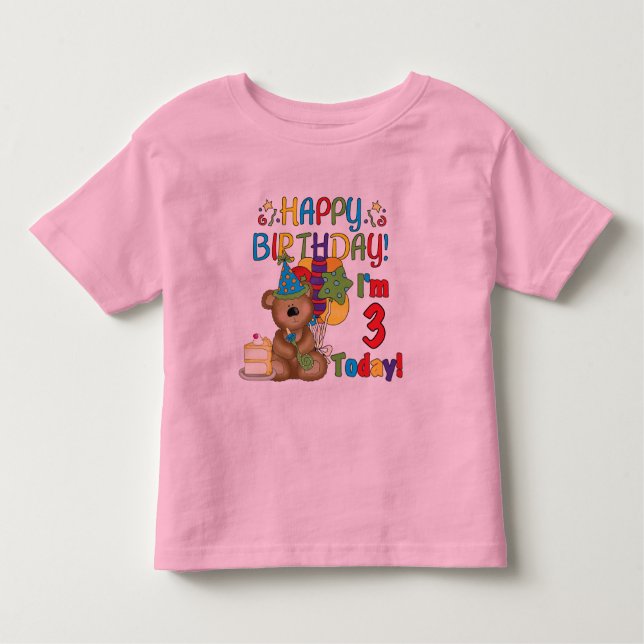 Happy Birthday Teddy Bear 3rd Tshirts and Gifts (Front)