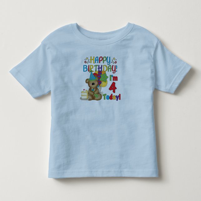 Happy Birthday Teddy Bear 4th T-shirts and Gifts (Front)