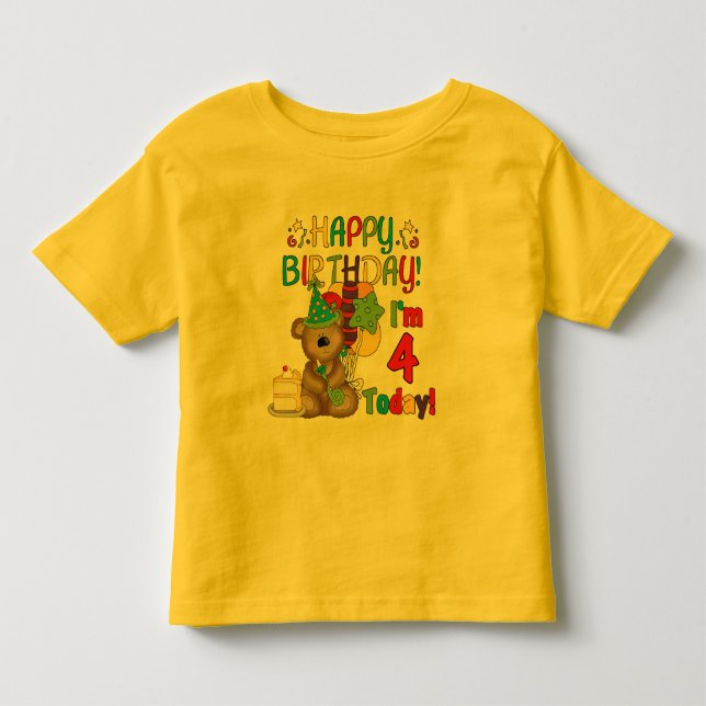 Happy Birthday Teddy Bear 4th T-shirts and Gifts (Front)