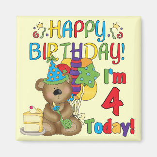Happy Birthday Teddy Bear 4th T-shirts and Gifts Magnet