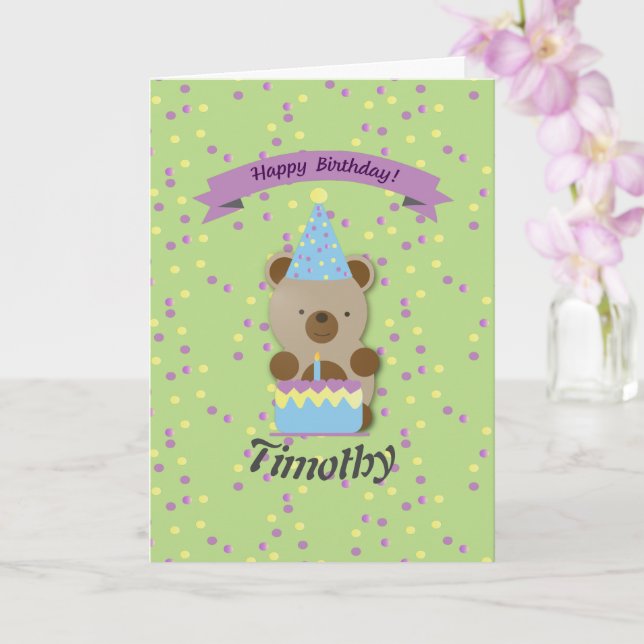 Happy Birthday Teddy Bear Card (Orchid)
