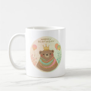 Happy Birthday Teddy Bear Illustration Coffee Mug
