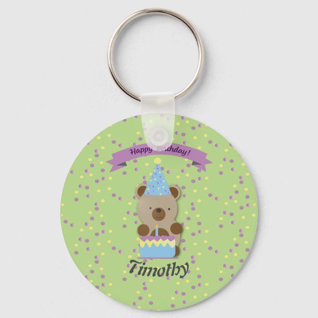 Happy Birthday Teddy Bear Keychain (Front)