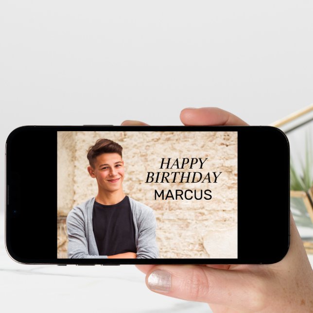 Happy Birthday Teen Boy Photo Parents Siblings   Card (Front Digital)