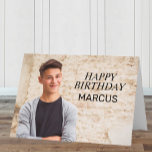 Happy Birthday Teen Boy Photo Parents Siblings   Card<br><div class="desc">"Happy birthday" greeting card for teen boys from their parents and siblings, personalized with his photo (placed horizontally) and name. The inside of this card gives you space to place additional photos and to add your own special message. Everything on this card is editable. Contact me for assistance with your...</div>