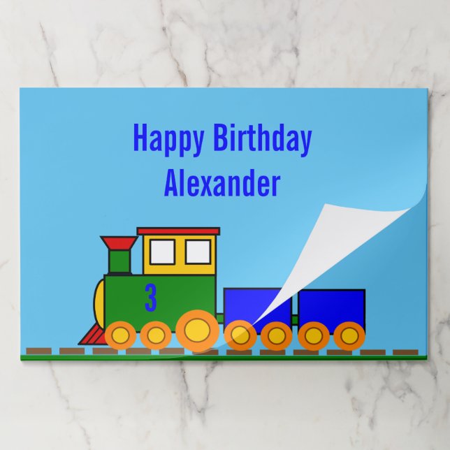 Happy Birthday Template Age Name & Cute Train Paper Pad (Folded)