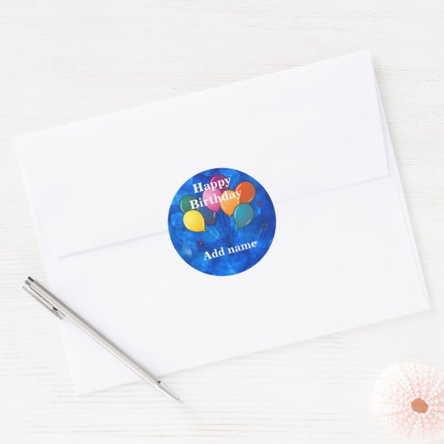 Happy Birthday TEMPLATE Classic Round Sticker (Envelope)
