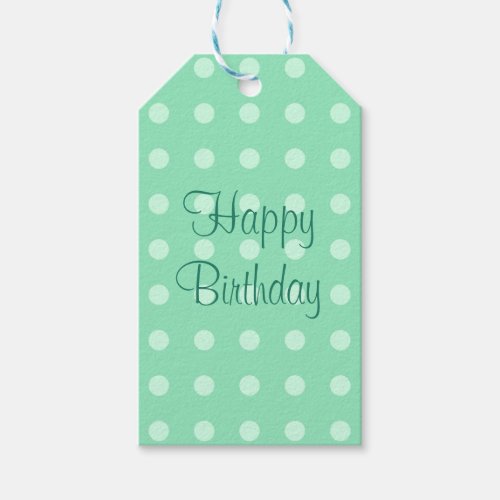 Happy Birthday Template Rustic Dots Mint Green Gif Gift Tags