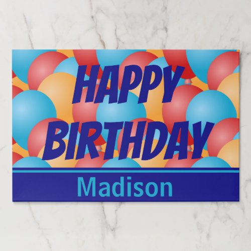 Happy Birthday Template with Name  Balloons Paper Pad