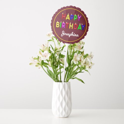 Happy Birthday text Color Candles personalize Balloon