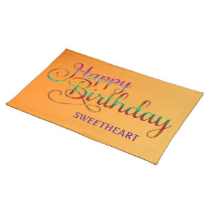 HAPPY BIRTHDAY - text design + your own ideas Cloth Placemat