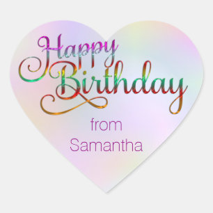 HAPPY BIRTHDAY - text design + your own ideas Heart Sticker
