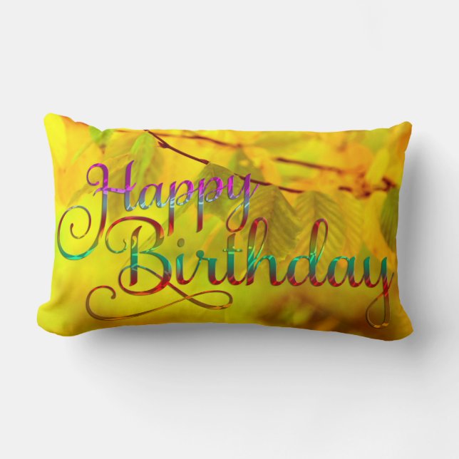 HAPPY BIRTHDAY - text design + your own ideas Lumbar Pillow (Front)