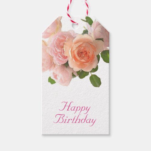 Happy Birthday Text Handwritten Trendy Floral Gift Tags