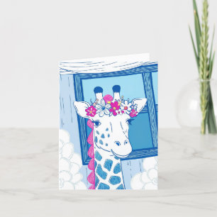 Happy birthday text inside giraffe foldet card