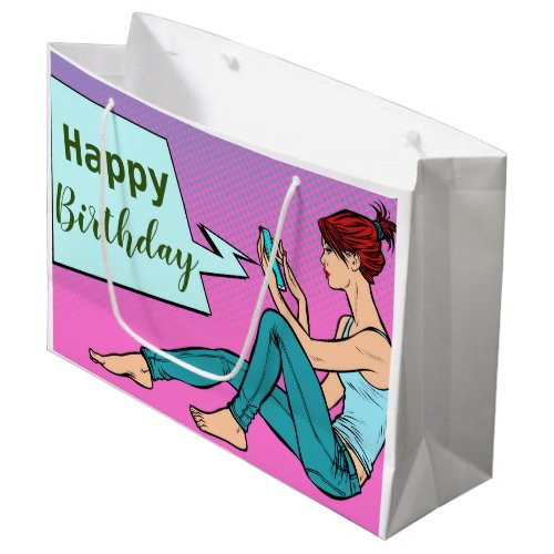 Happy Birthday Text Large Gift Bag