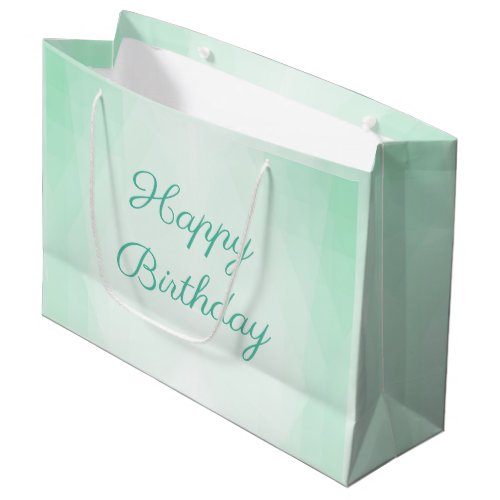 Happy Birthday Text Mint Green Color Template Large Gift Bag