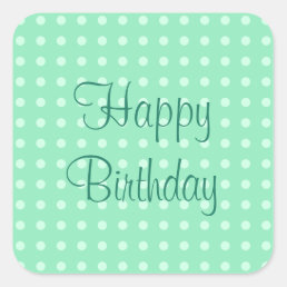 Happy Birthday Text Mint Green Template Rustic Square Sticker