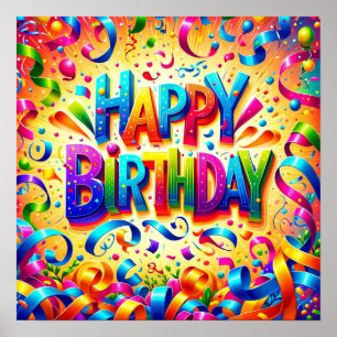 Happy Birthday Text Poster