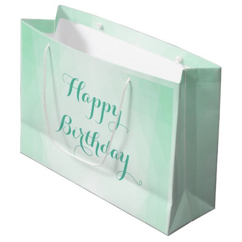 Happy Birthday Text Trendy Mint Green Color Modern Large Gift Bag