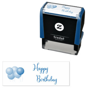 Happy Birthday Text with Balloons Custom Color Ink Self-inking Stamp