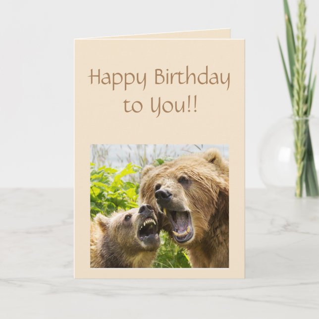Happy Birthday That Bears Repeating Fun Animal Card (Front)