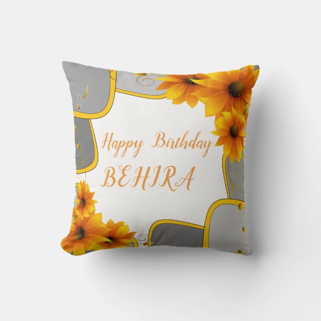 Happy birthday The sunflowers Throw Pillow (Front)