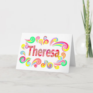 Happy Birthday Theresa with Bright, Colorful Swirl Card