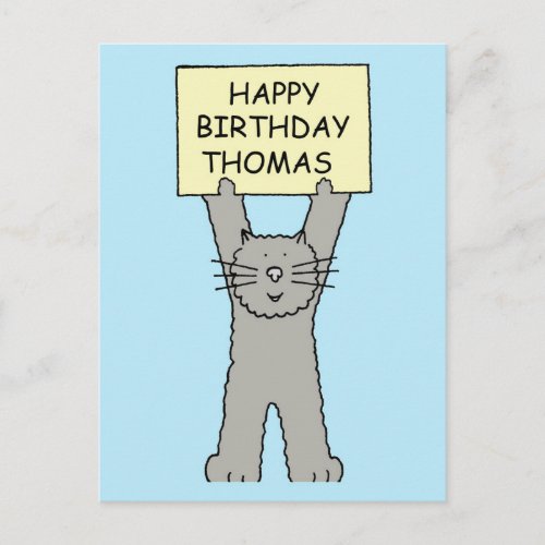 Happy Birthday Thomas Cartoon Cat Postcard