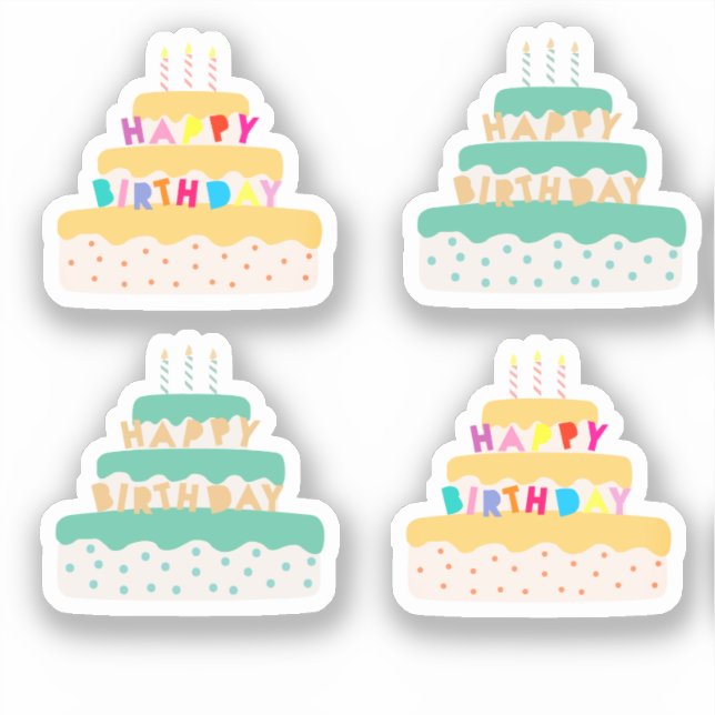 Happy Birthday Three Tier Cake  Sticker (Front)