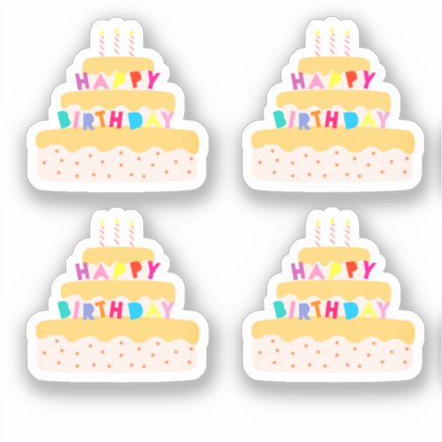 Happy Birthday Three Tier Cake Sticker