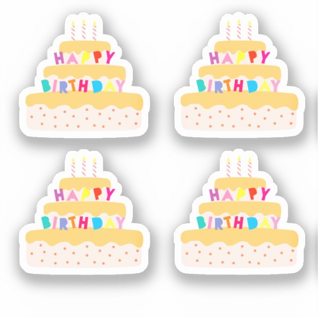 Happy Birthday Three Tier Cake Sticker (Front)