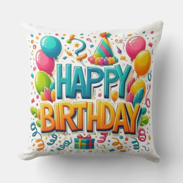 Happy Birthday  Throw Pillow (Front)