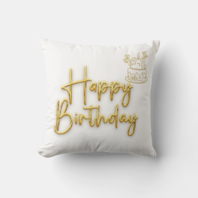 Happy Birthday Throw Pillow (Front)