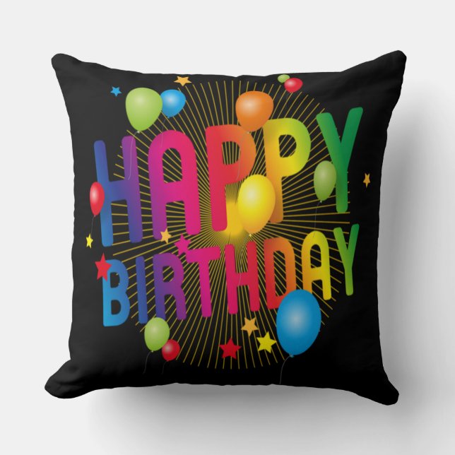 Happy Birthday  Throw Pillow (Front)