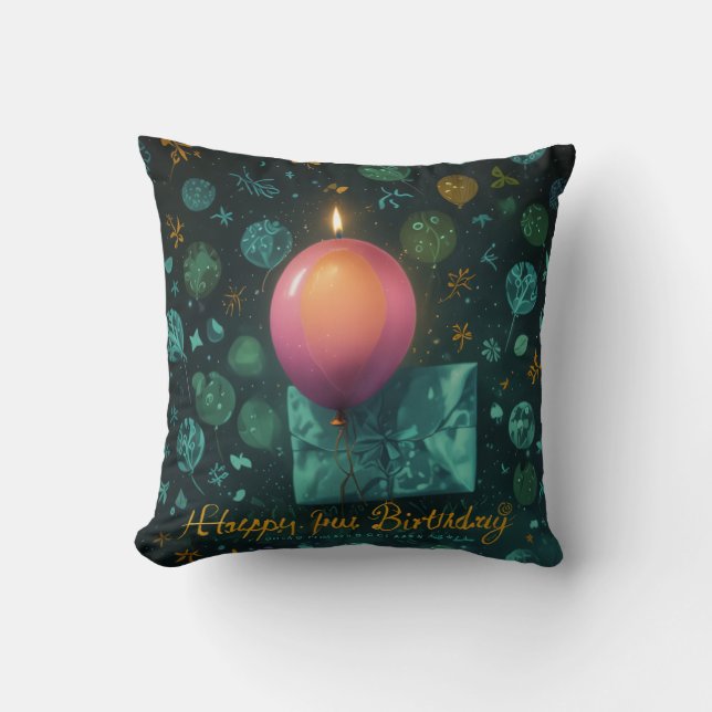 happy birthday throw pillow (Front)